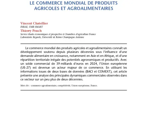 La place de l'Union européenne dans le commerce mondial de produits agricoles et agroalimentaires